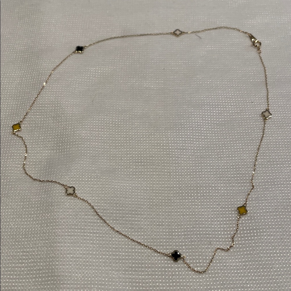14k yellow gold  Station Necklace with multi colors charms - Picture 2 of 3